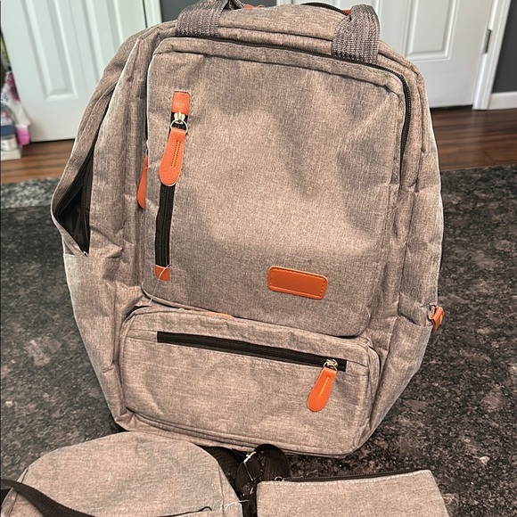 Gray and Tan Men's Backpack Set Light Gray Set of 3 - Picture 2 of 15